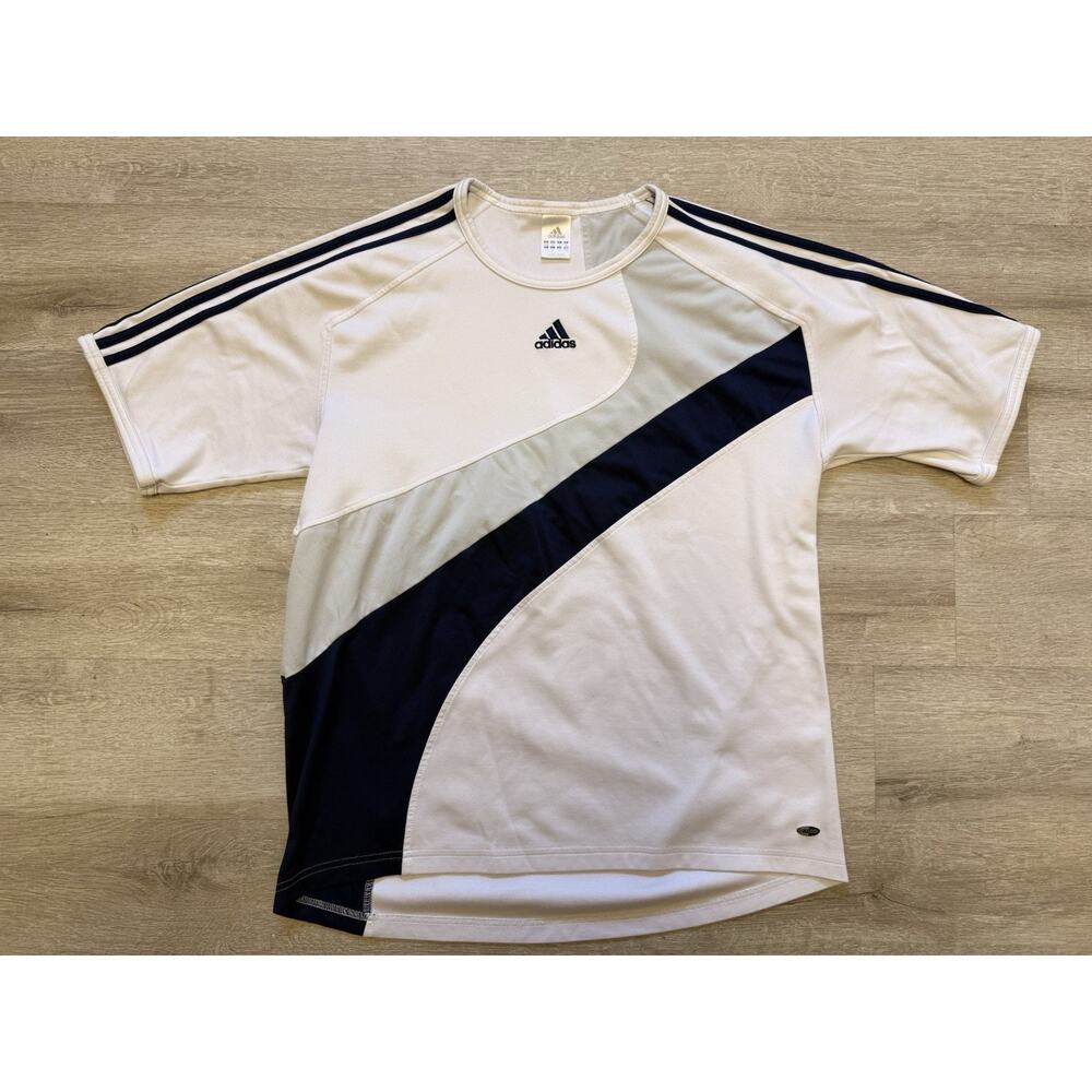 Adidas Football Soccer Jersey Mens Size Medium Climacool White Blue